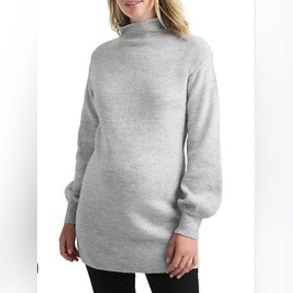 Gap Maternity Funnel-neck Sweater Tunic Size Small Gray Oversized Soft & Cozy! - Picture 1 of 9